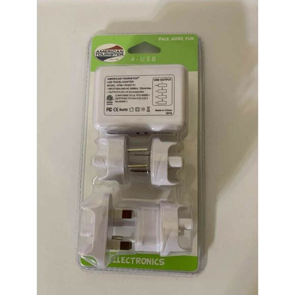 American Tourister Travel AC Converter Adapter set w/ 4 USB AC adapter 100v-240v - Picture 2 of 4